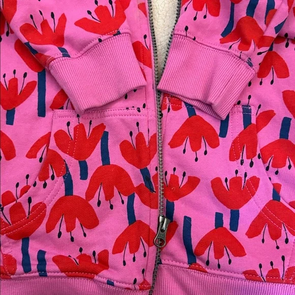 Hanna Andersson Print Faux Shearling Lined Hoodie Size 8